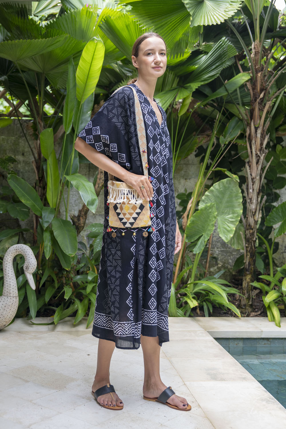 Asri Kaftan - Block Print Black