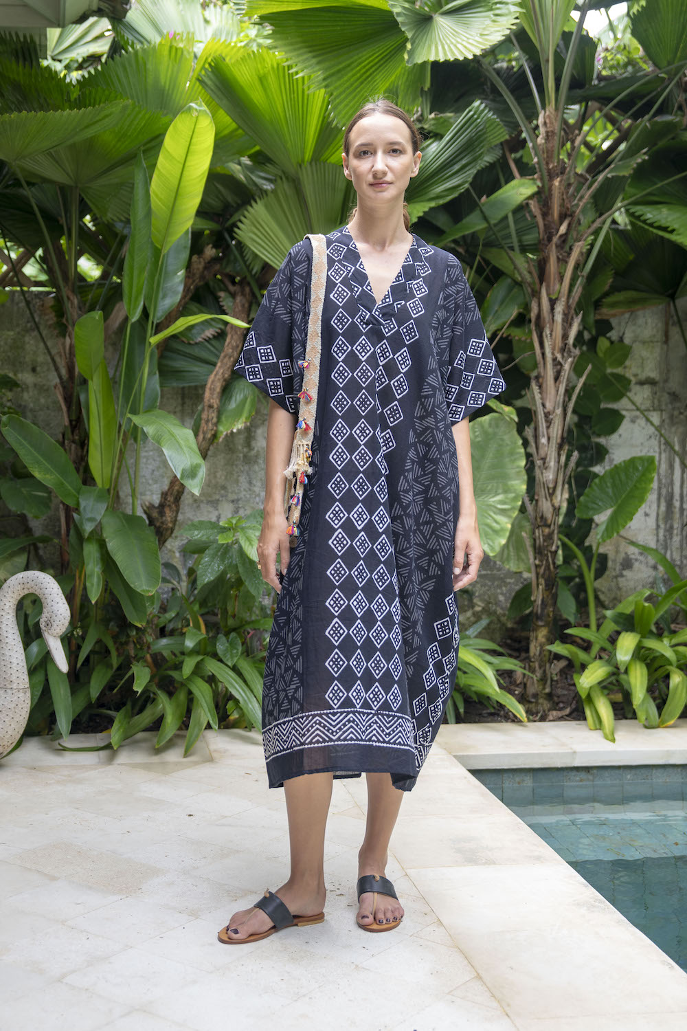 Asri Kaftan - Block Print Black