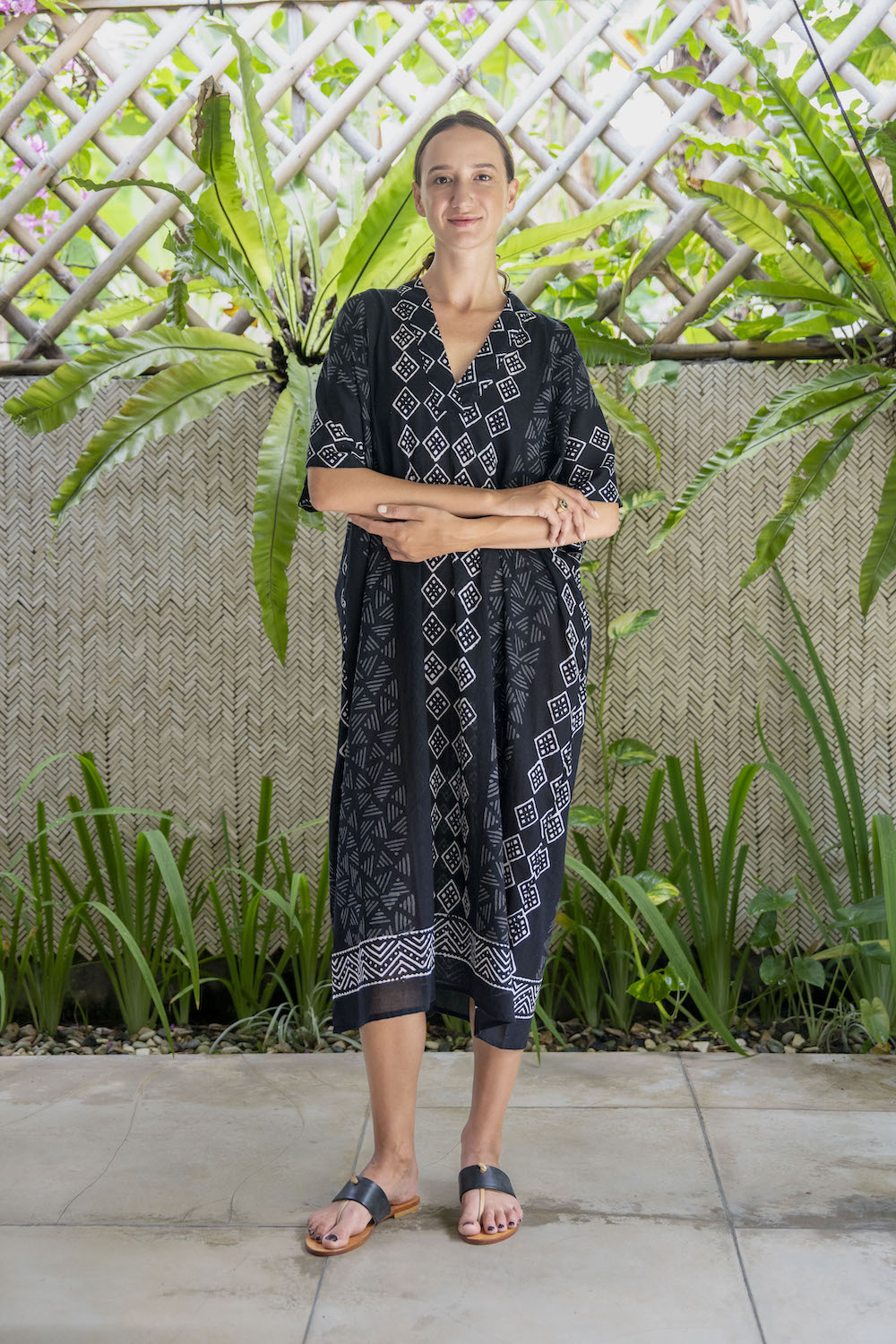 Asri Kaftan - Block Print Black