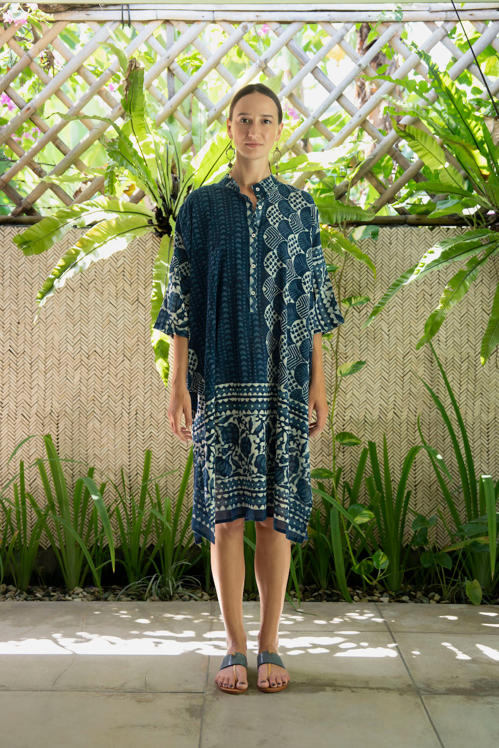 Tara Kaftan - Block Print Indigo