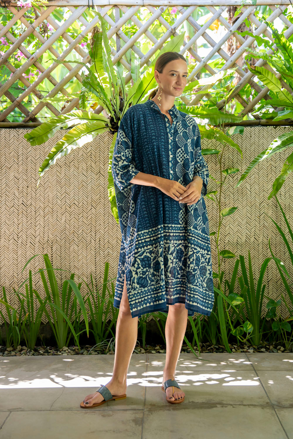 Tara Kaftan - Block Print Indigo