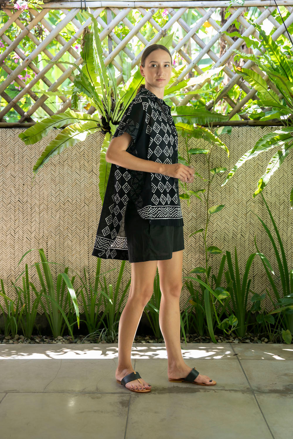 Clara Top - Block Print Black