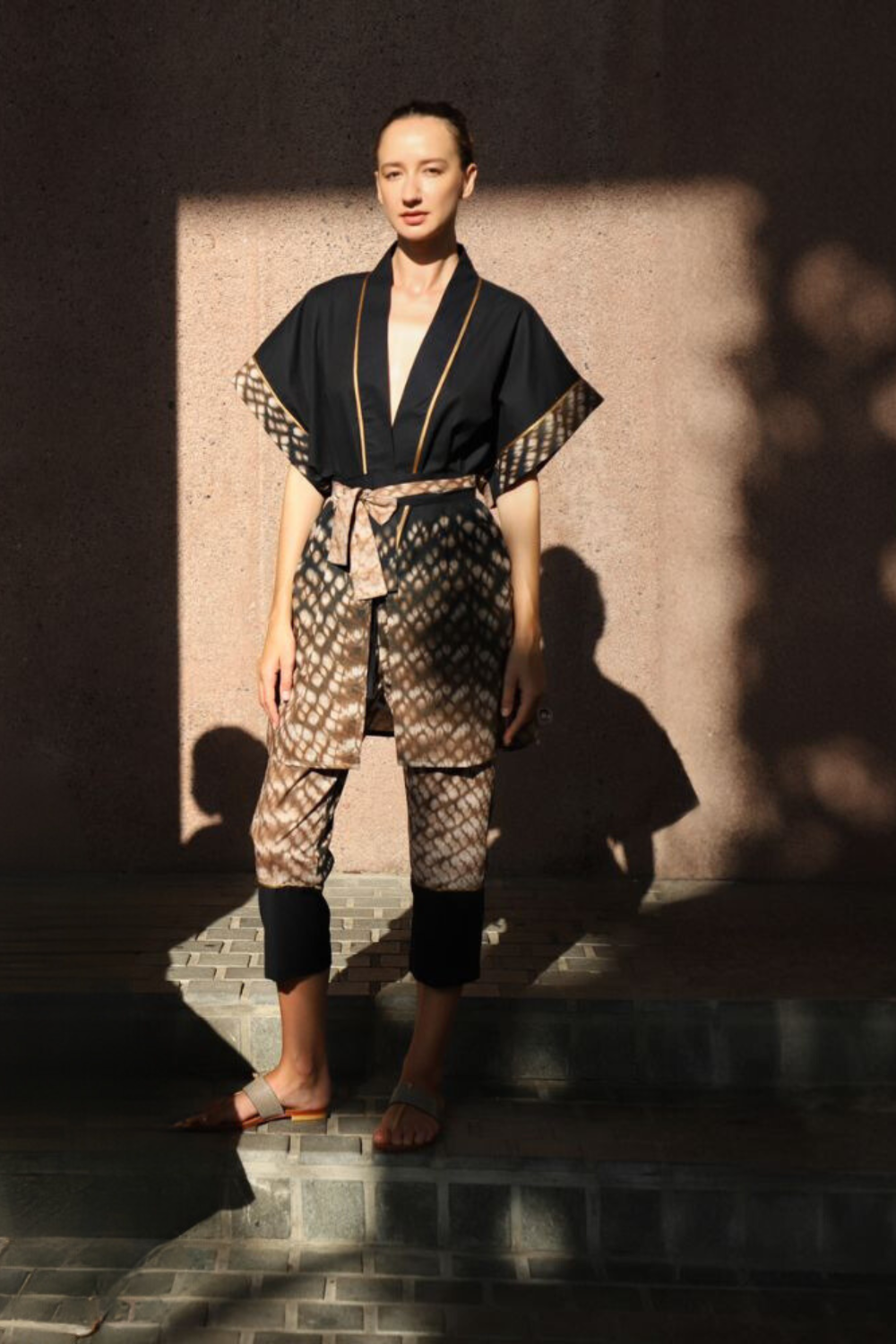 Osaka Kimono Set - Hand dyed in Shibori Honeycomb print