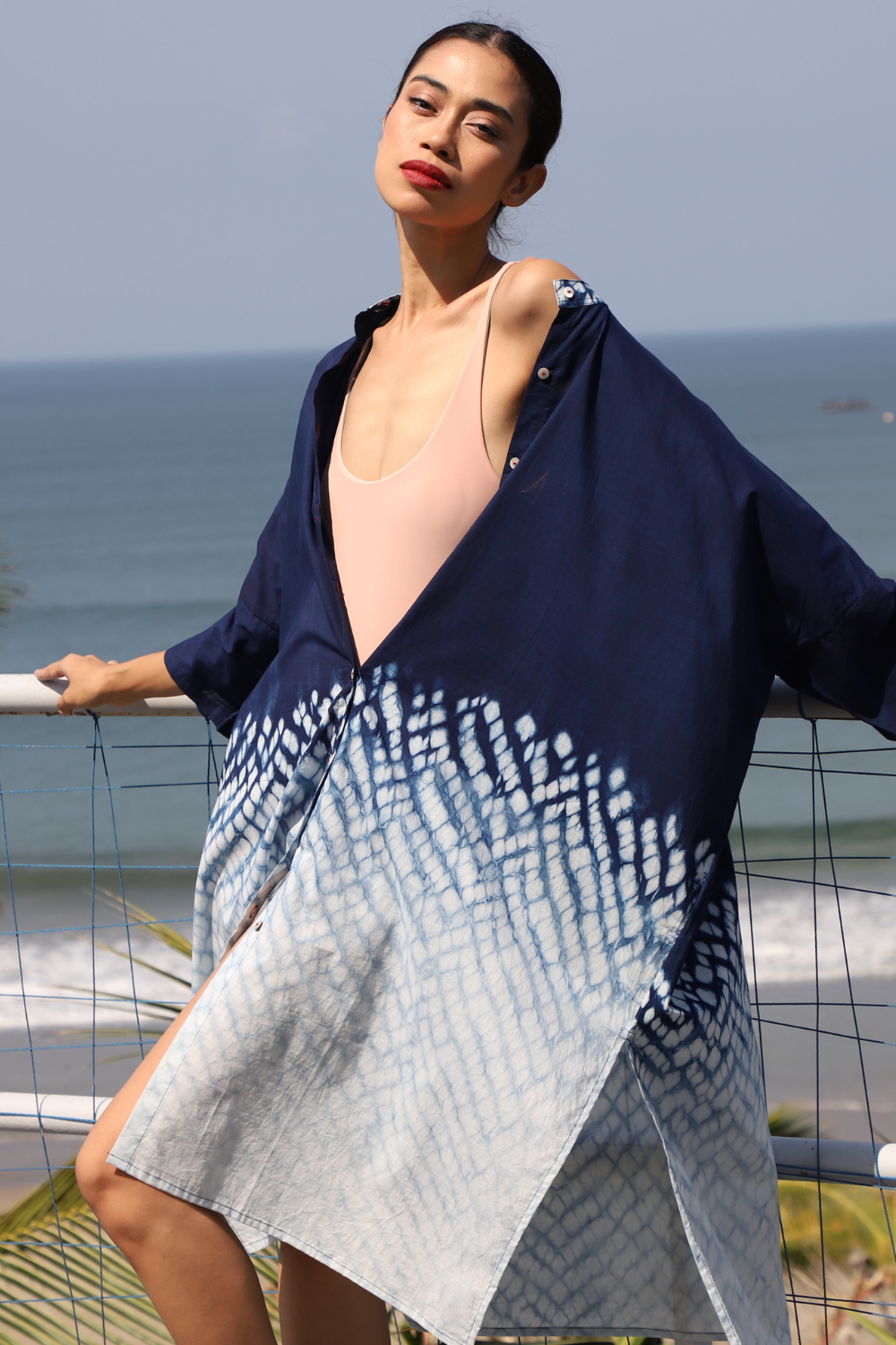 Tara Outer Shibori - Hand dyed in Shibori Honeycomb print