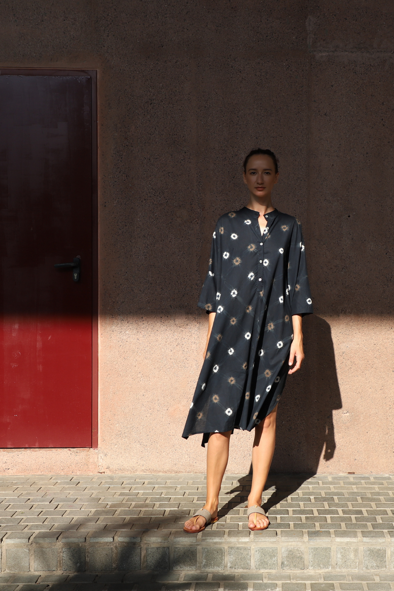 Tara Kaftan Shibori - Hand dyed in Shibori Melati print